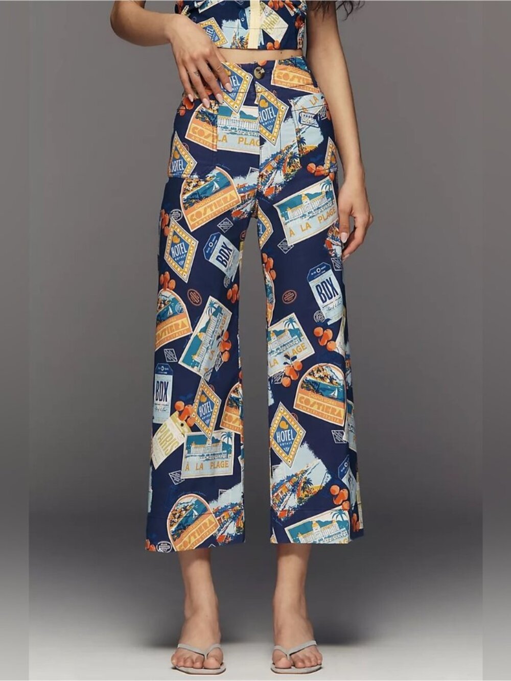 NWT Size 32 - Maeve Colette High Rise Wide Leg Cropped Pants in Magic Fabric